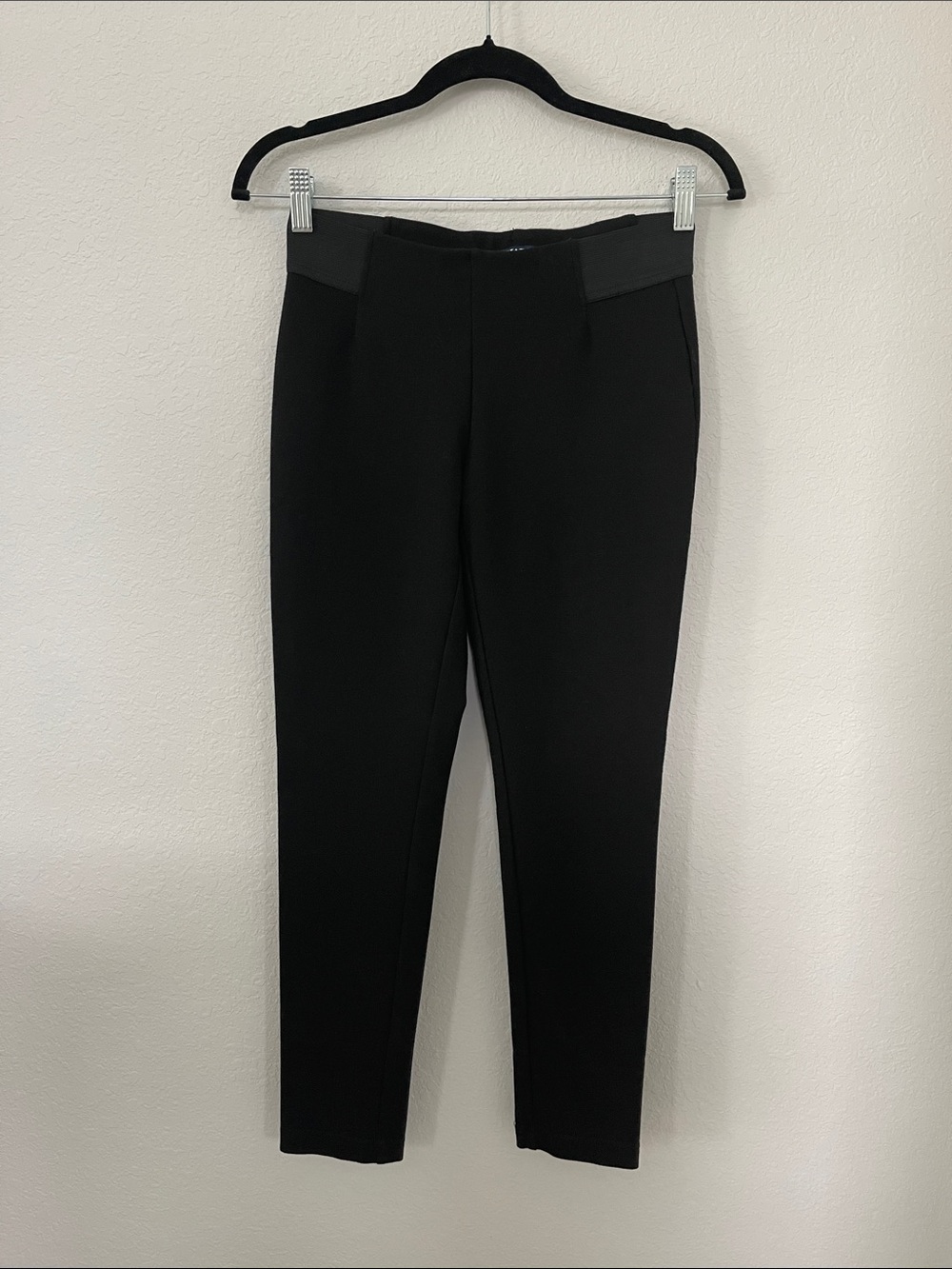 Chaps Petite Black Pull-On Knit Ankle Pants Stretch Career PS
